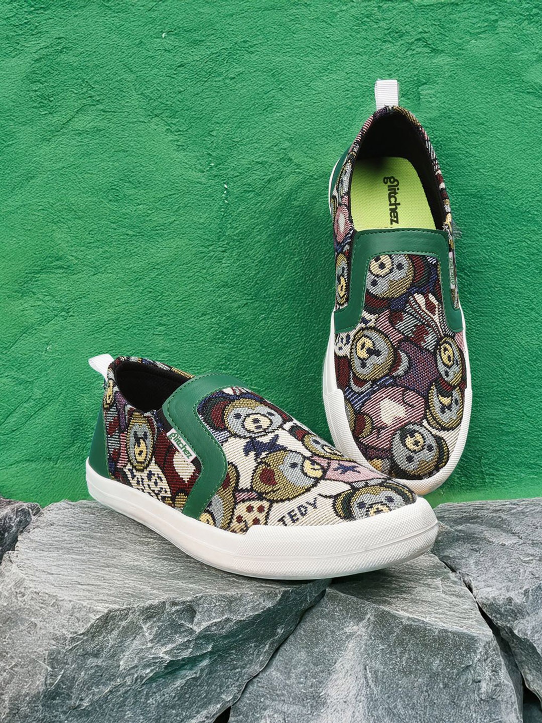 

glitchez Men Printed Slip-On Sneakers, Green