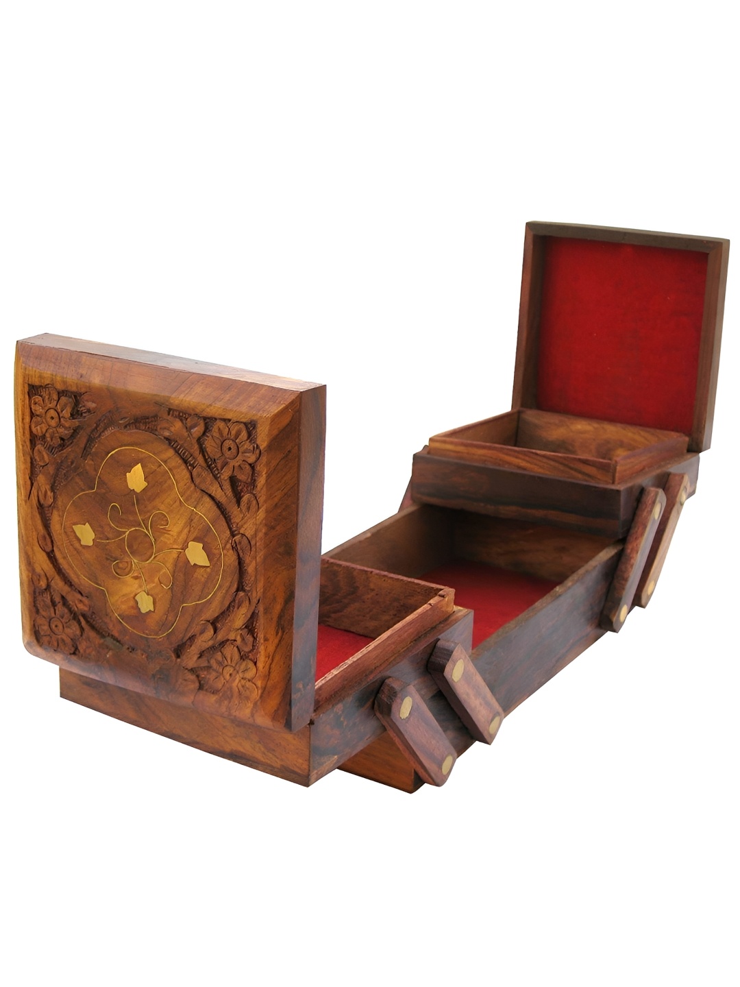 

NAYRA HANDICRAFTS Handmade Wooden Sliding Jewellery Organizer, Brown