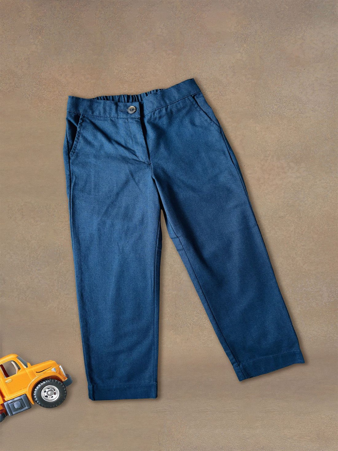 

One Friday Girls Mid-Rise Regular Fit Cotton Trousers, Navy blue