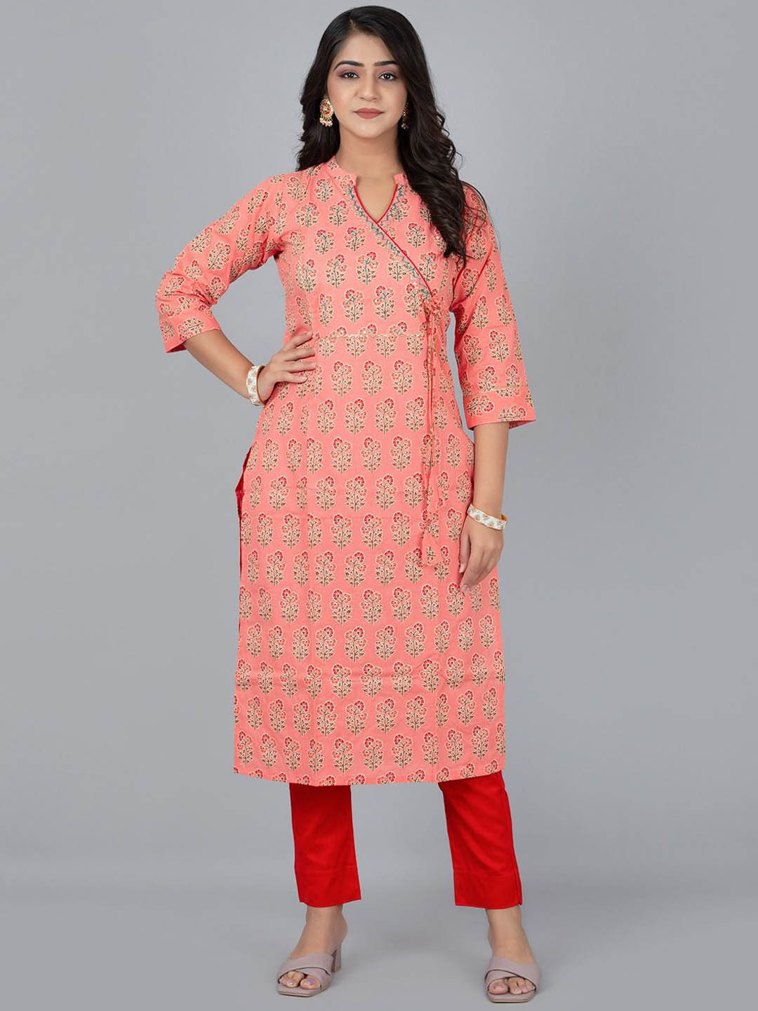 

Fashion Petals Women Printed Regular Kurta, Peach