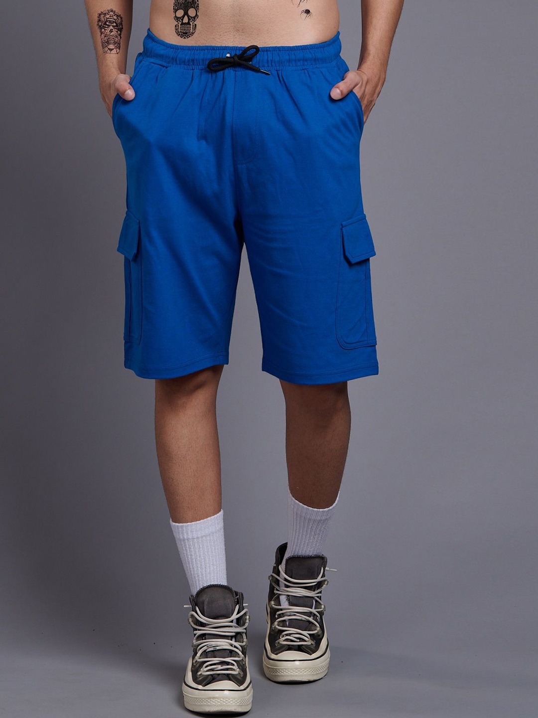 

GO DEVIL Men Loose Fit High-Rise Training or Gym Cargo Shorts, Blue