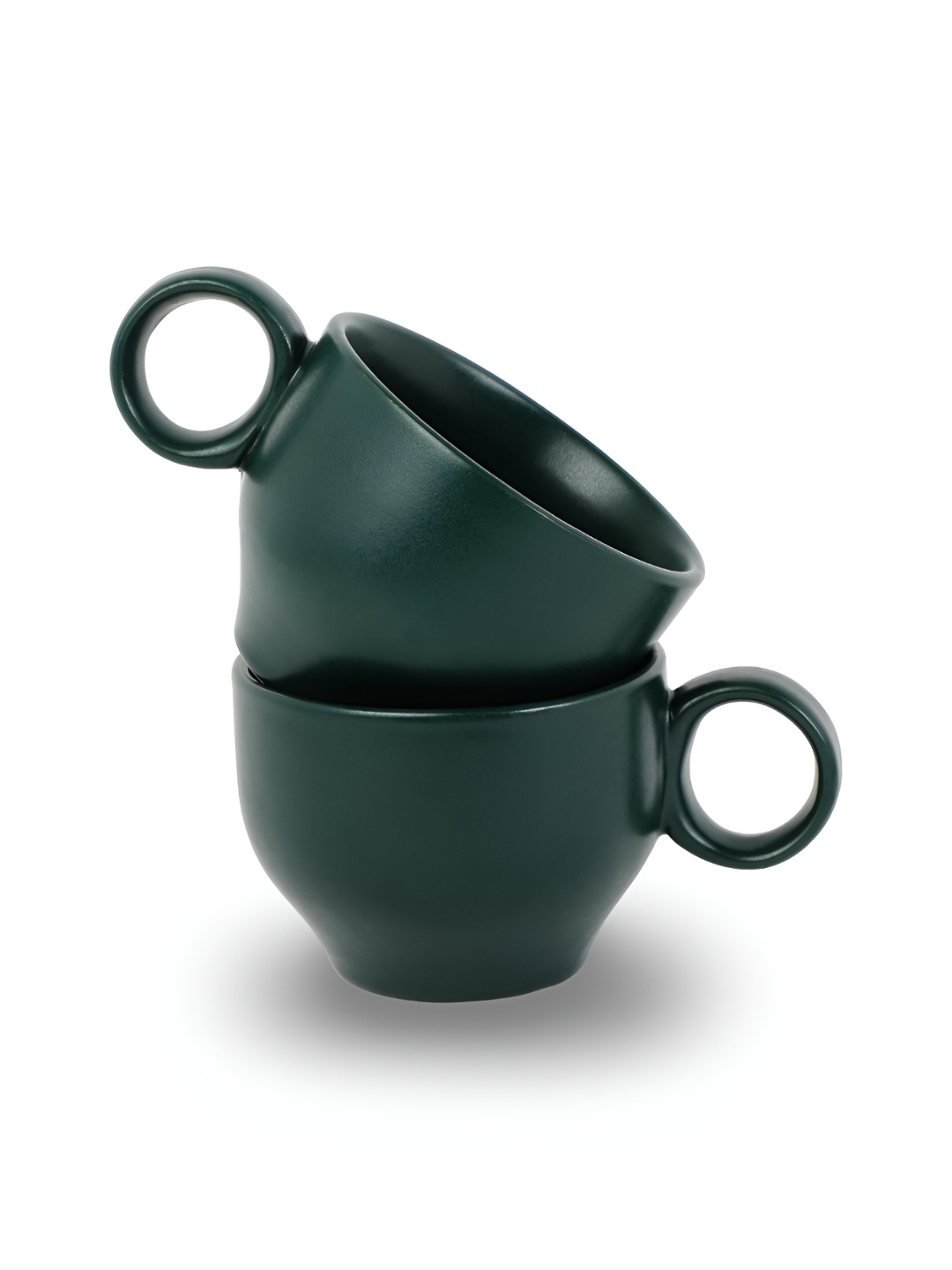 

10club Ceramic Cup with Ring Handle - Emerald Green