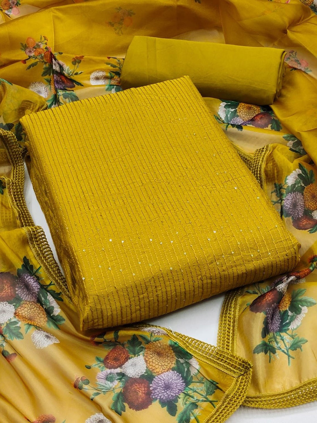 

ZEEPKART Unstitched Dress Material, Mustard