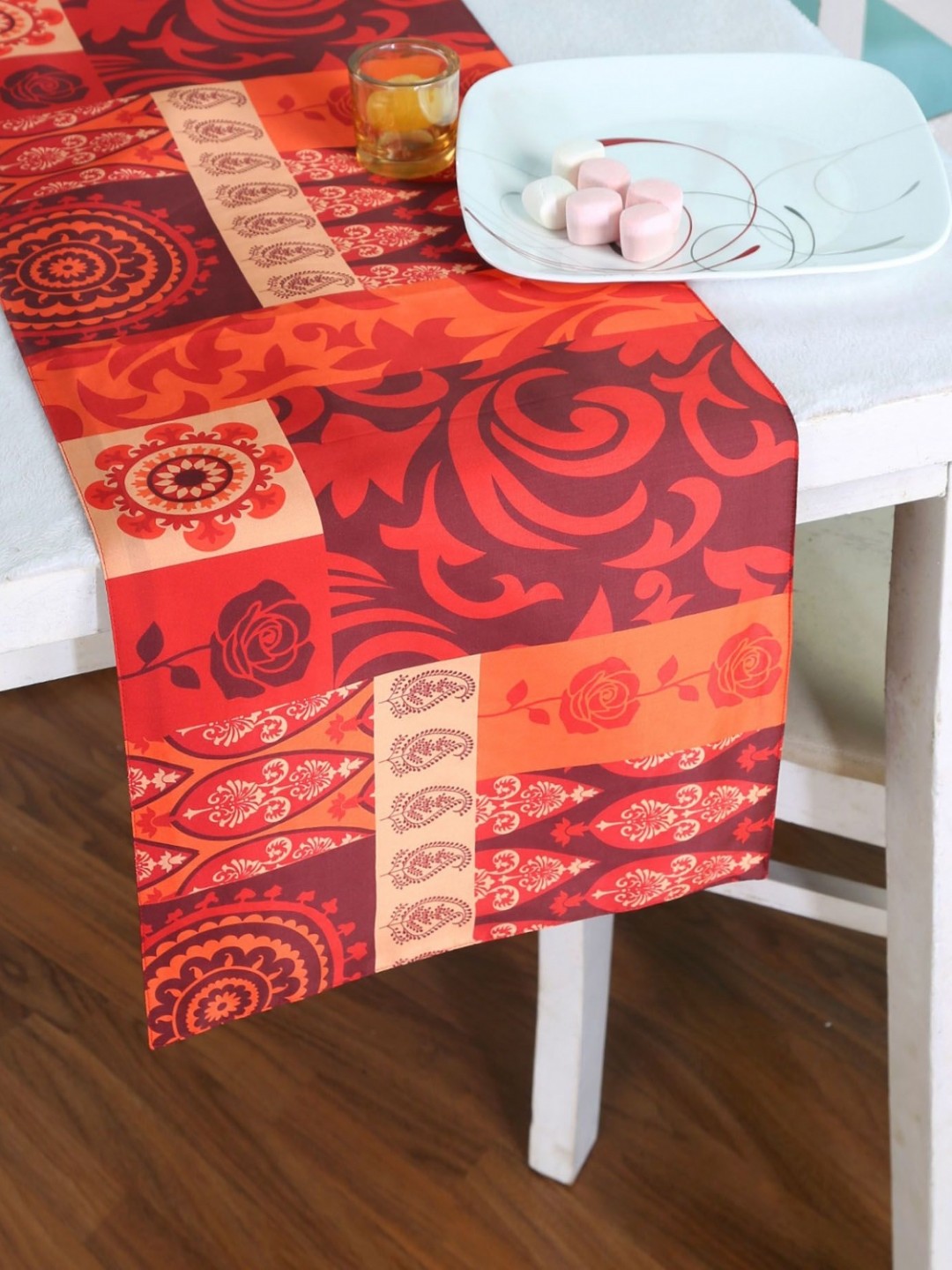 

PENTADECO Red Printed Table Runner, Multi