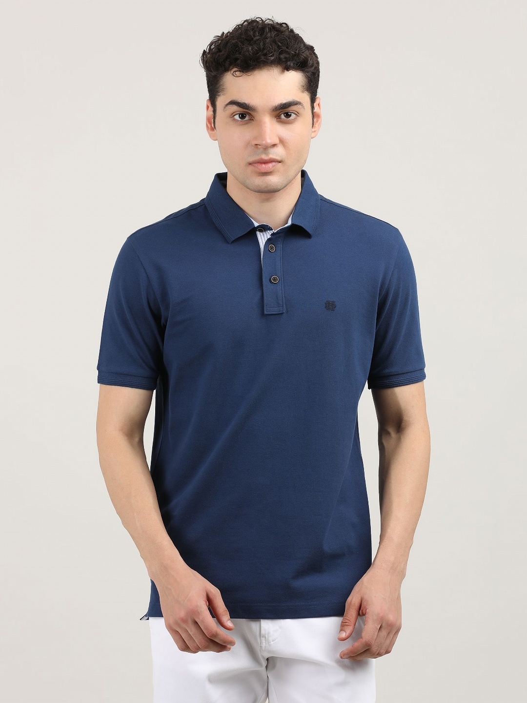 

DRAGON HILL Men Polo Collar Pockets Slim Fit T-shirt, Blue