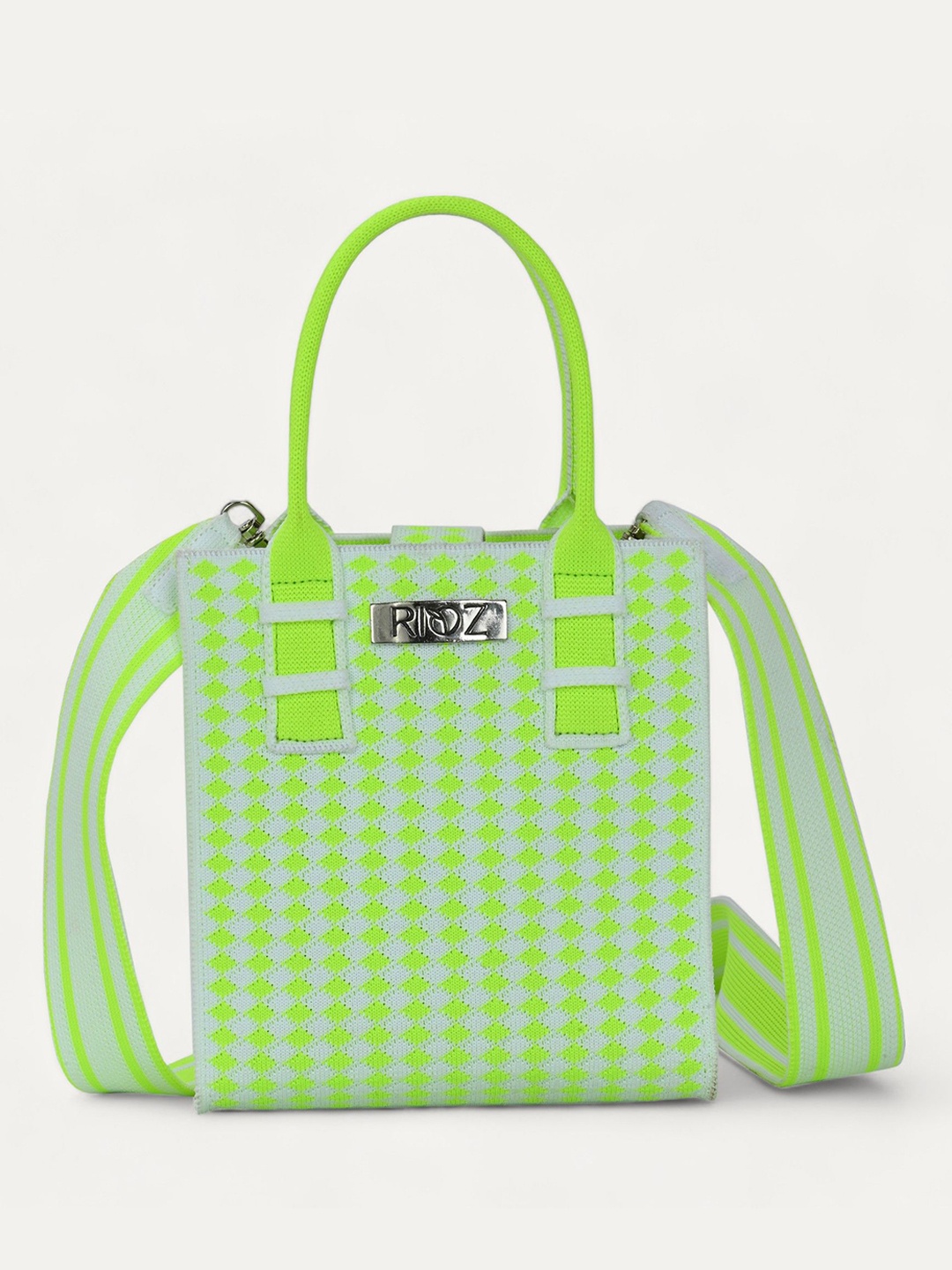

Rioz Oversized Structured Handheld Bag with Cut Work, Green