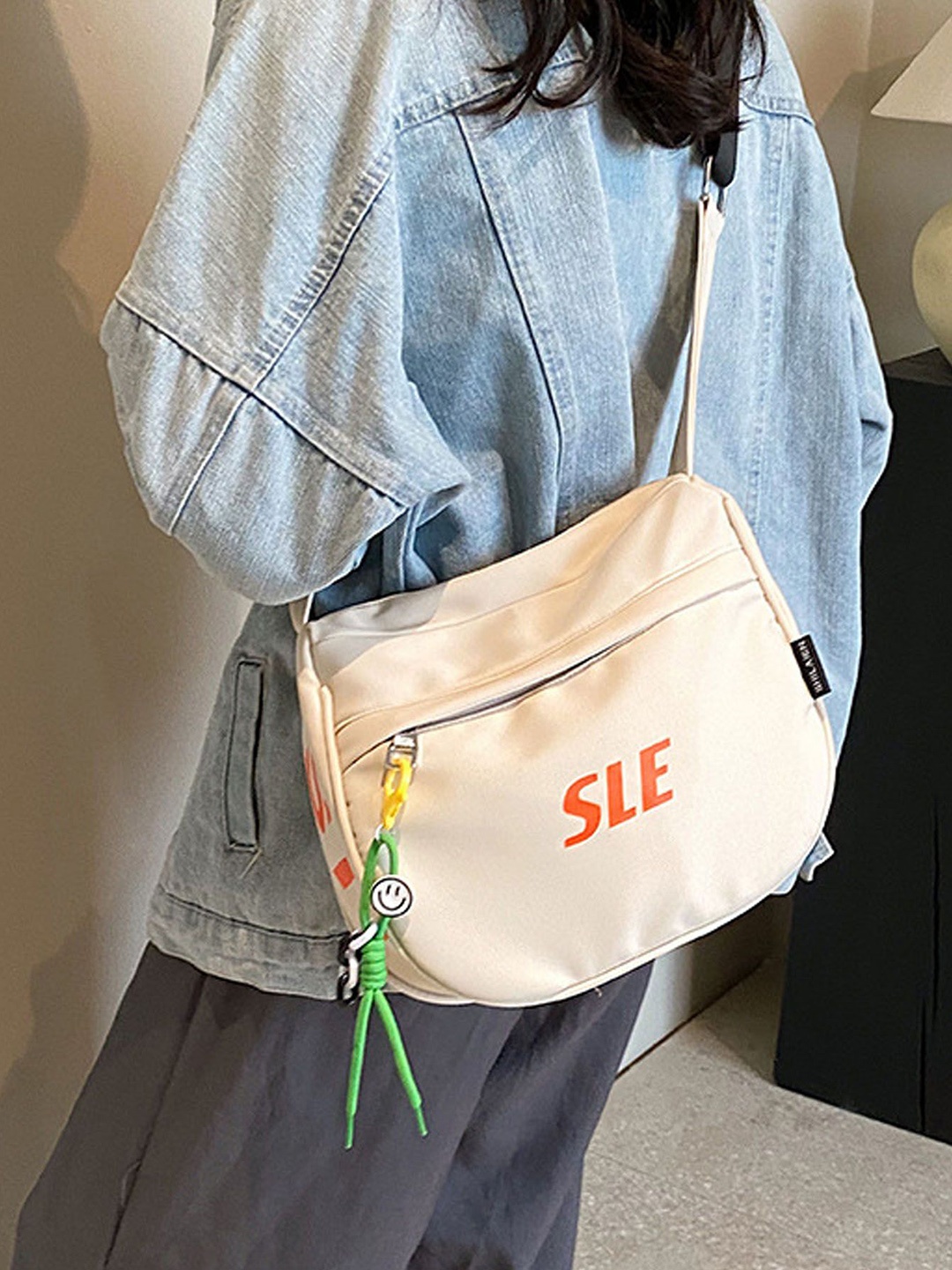 

StyleCast White Typography Printed Crossbody Bag