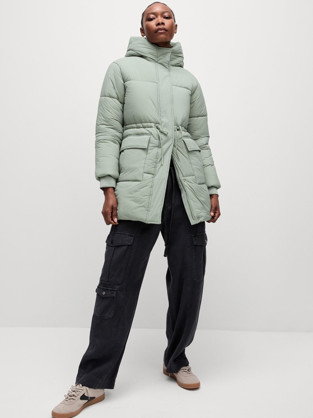 

Marks & Spencer Long Sleeve Hooded Quilted Puffer Jacket, Green