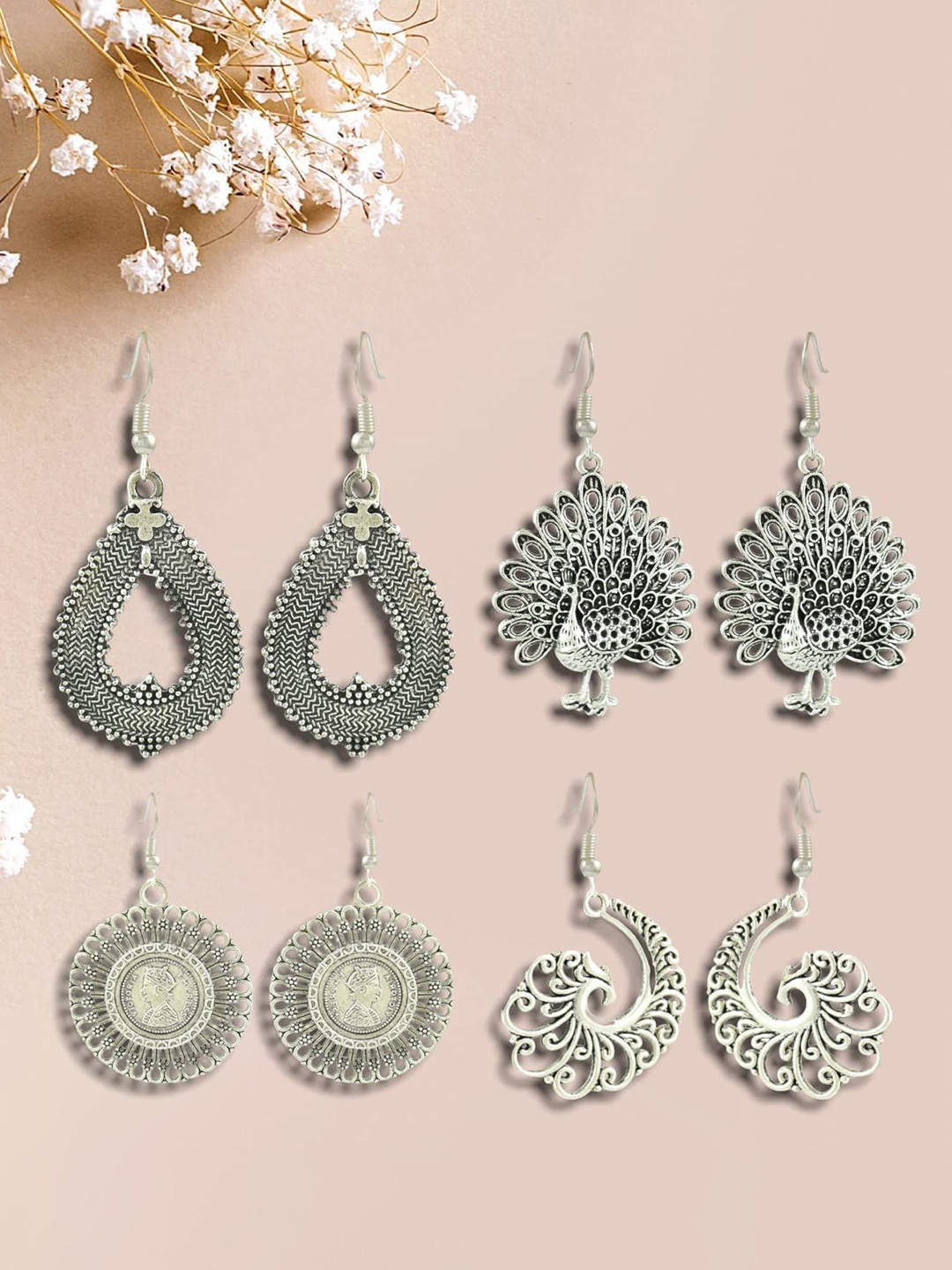 

HIGH TRENDZ Contemporary Drop Earrings, Silver