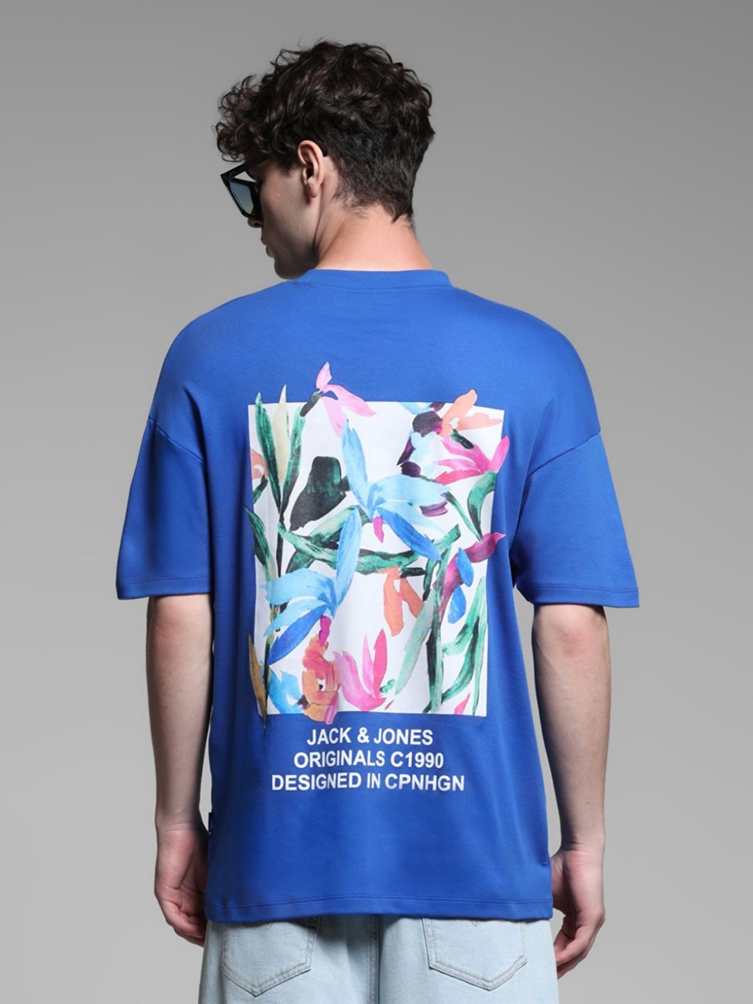 

Jack & Jones Men Printed Raw Edge T-shirt, Blue