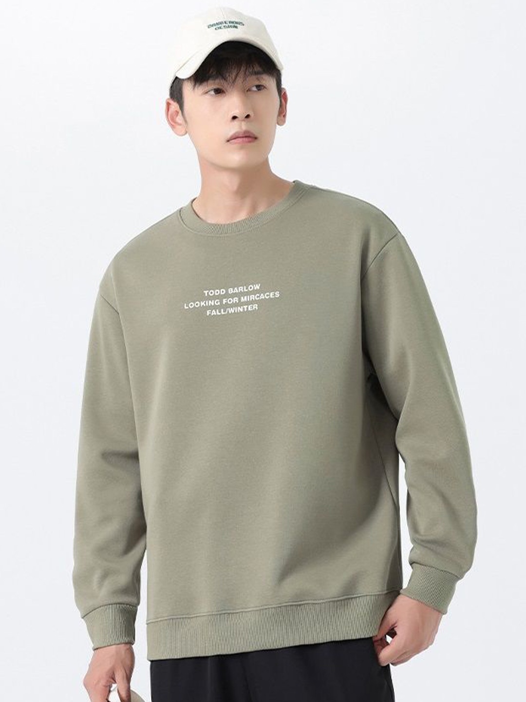 

HERE&NOW Men Printed Pullover Sweatshirt, Green