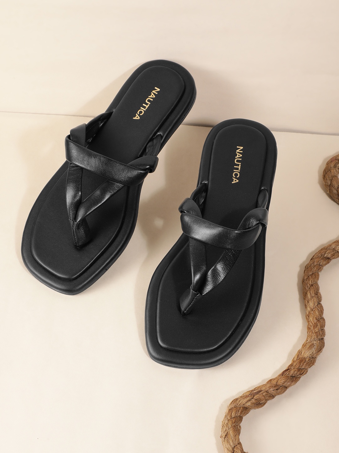 

Nautica Women T-Strap Flats, Black