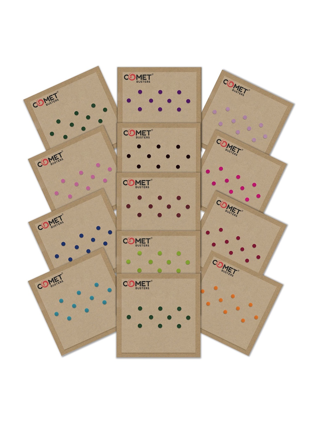 

Comet Busters Set Of 13 Reusable Traditional Designer Bindi, Green