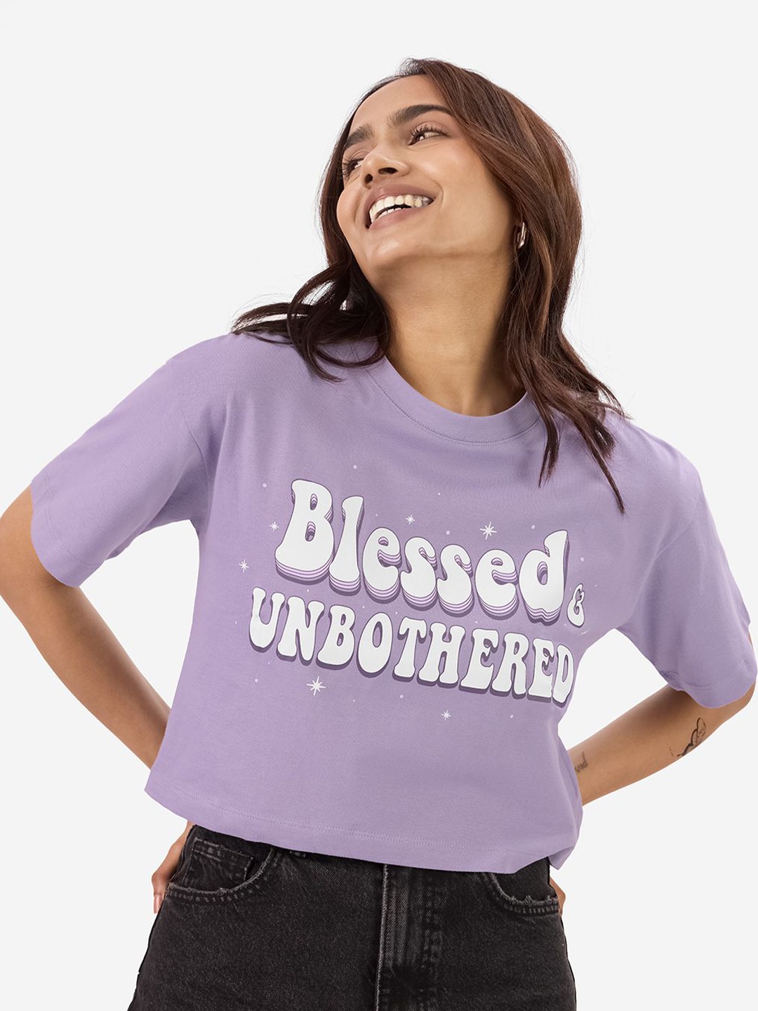 

The Souled Store Women Typography Printed T-shirt, Lavender