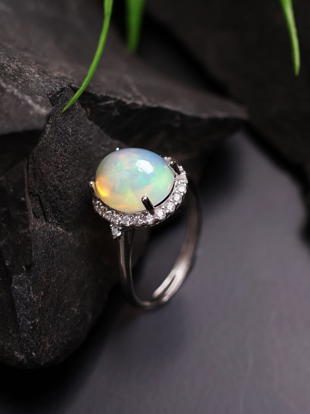 

Shubhanjali 925 Silver Ethopian Opal Gemstone Ring