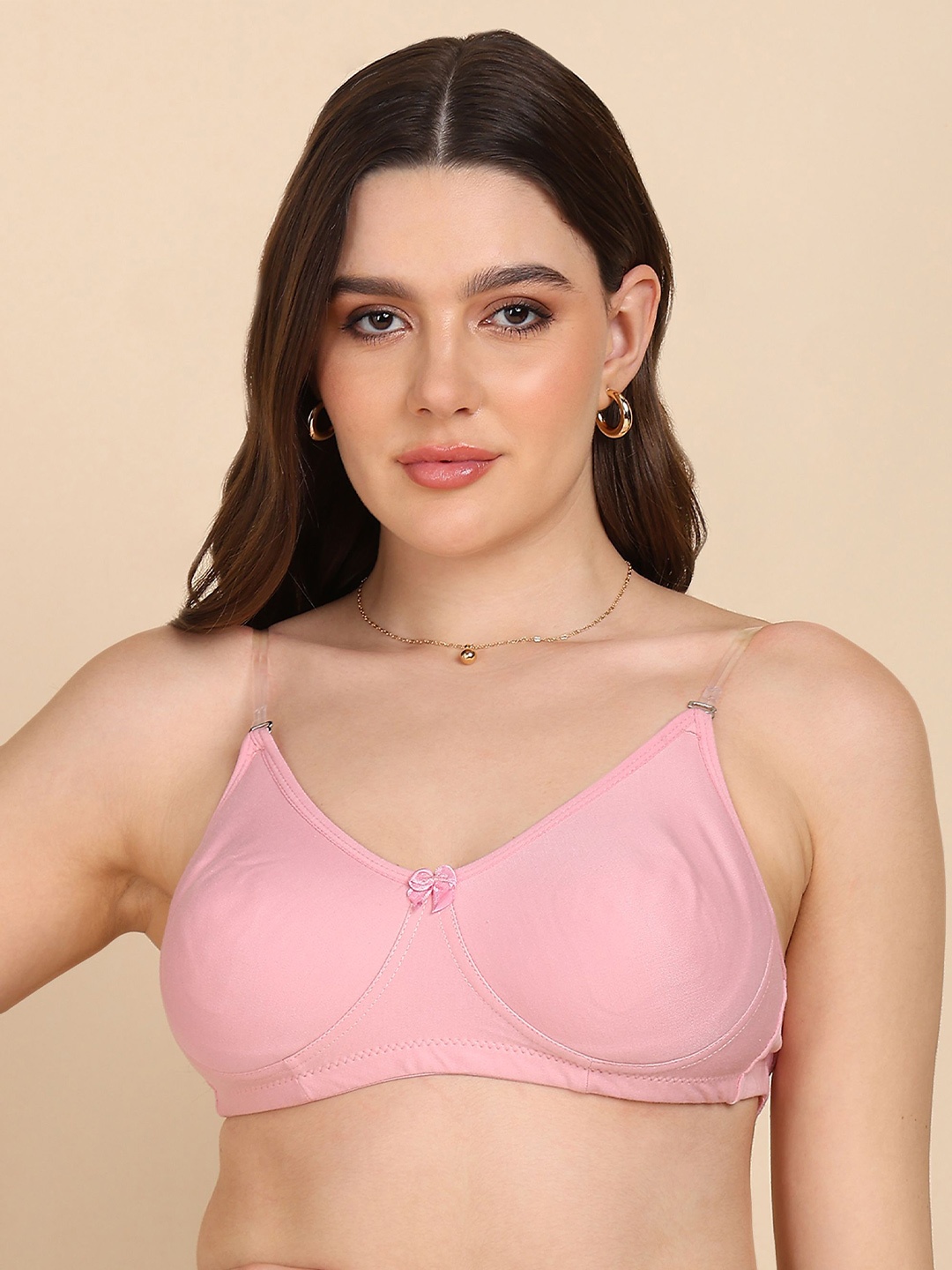 

Tweens Full Coverage Side-Panel and Concealer Back Transparent Non Padded T-shirt Bra, Pink