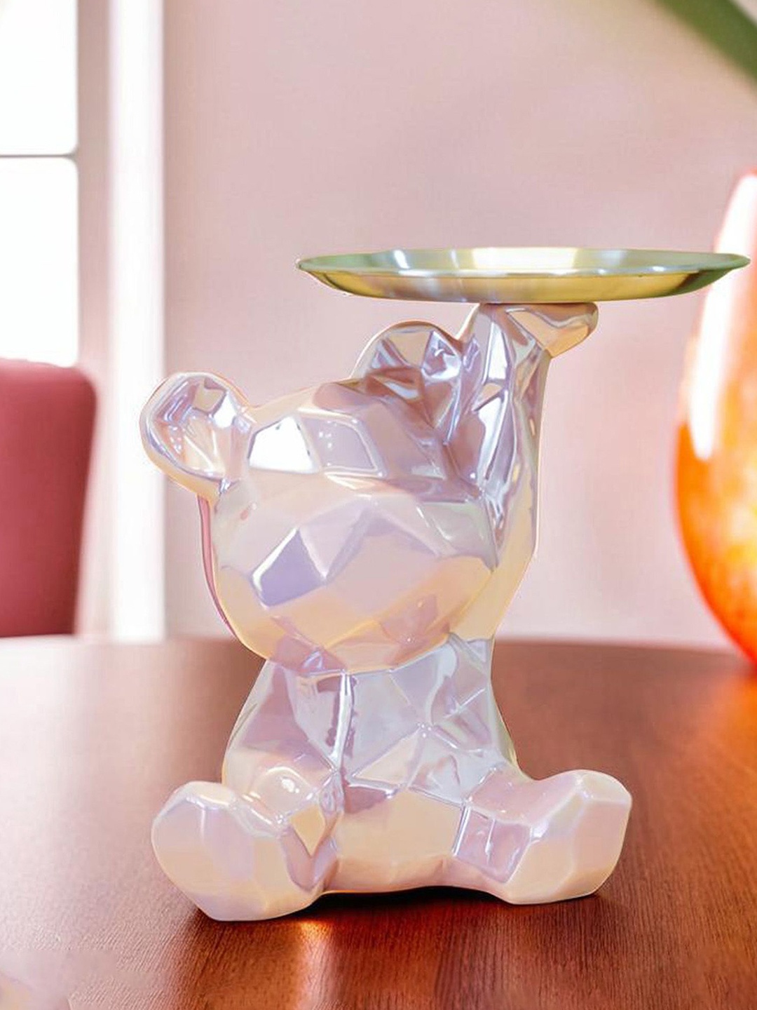 

Ekhasa Pink Bear Figurine Idol Showpiece with Organiser Tray