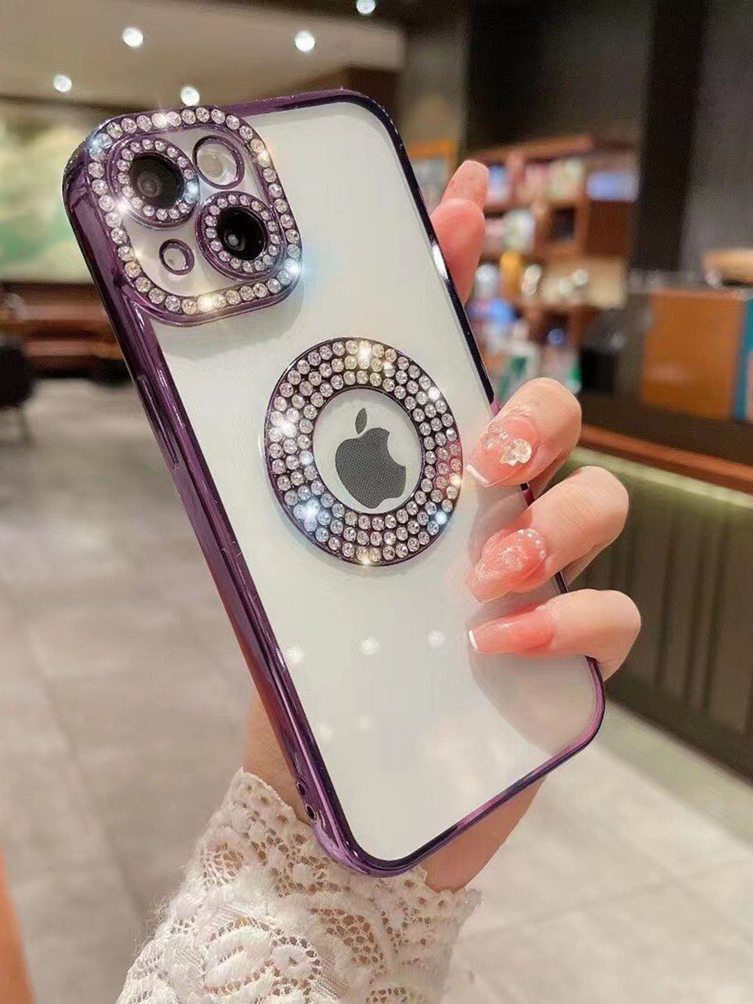 

LuxuryKase iPhone 15 LK030 Logo Hole Case, Purple