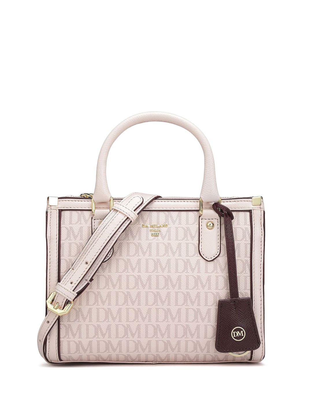 

Da Milano Textured Leather Handheld Bag with Quilted, Pink