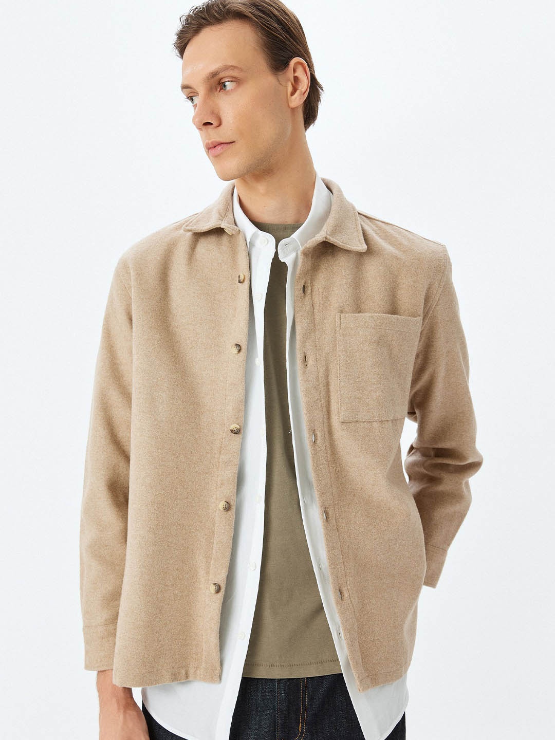 

Koton Men Opaque Casual Shirt, Camel brown