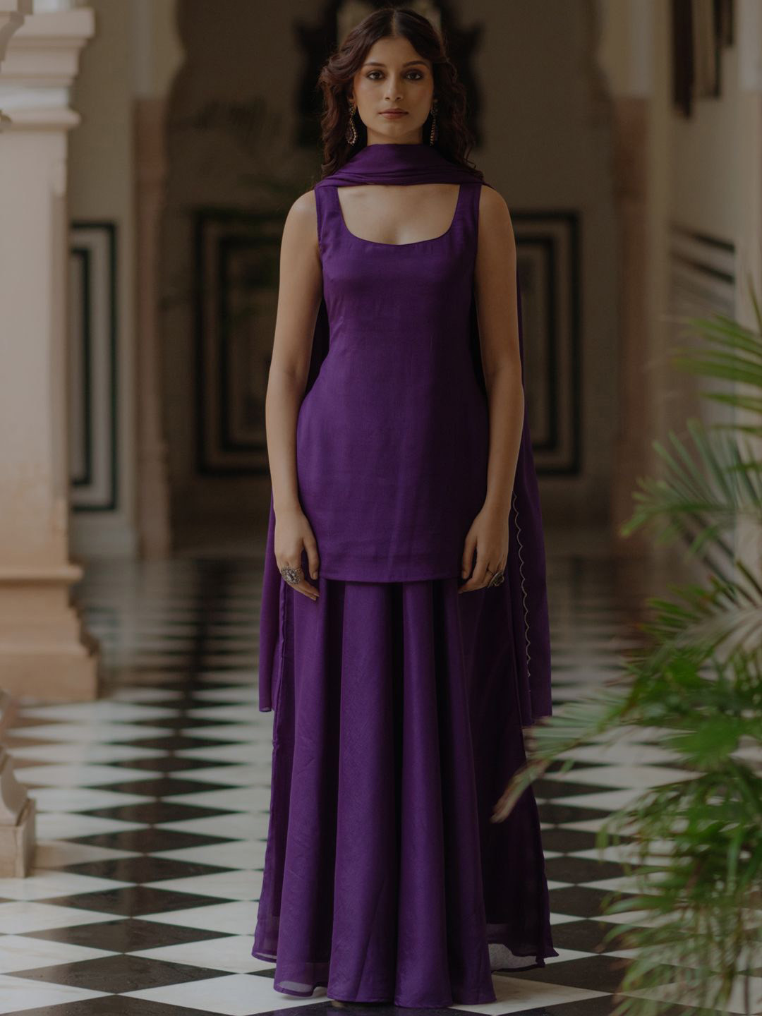 

anayna Women Regular Kurta with Skirt & With Dupatta, Purple