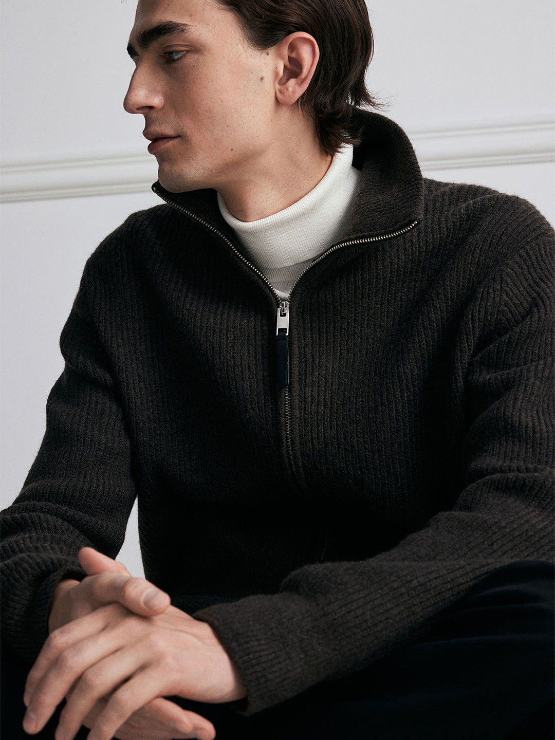 

H&M Rib-Knit Cardigan, Brown