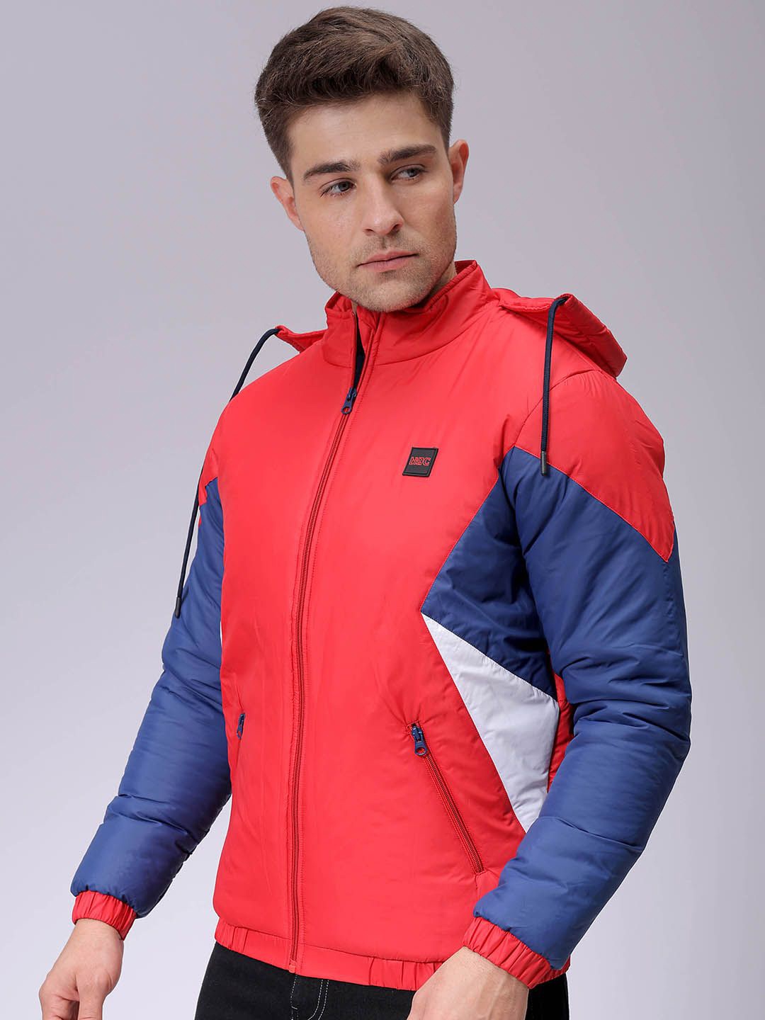 

The Indian Garage Co Men Colourblocked Puffer Jacket, Red