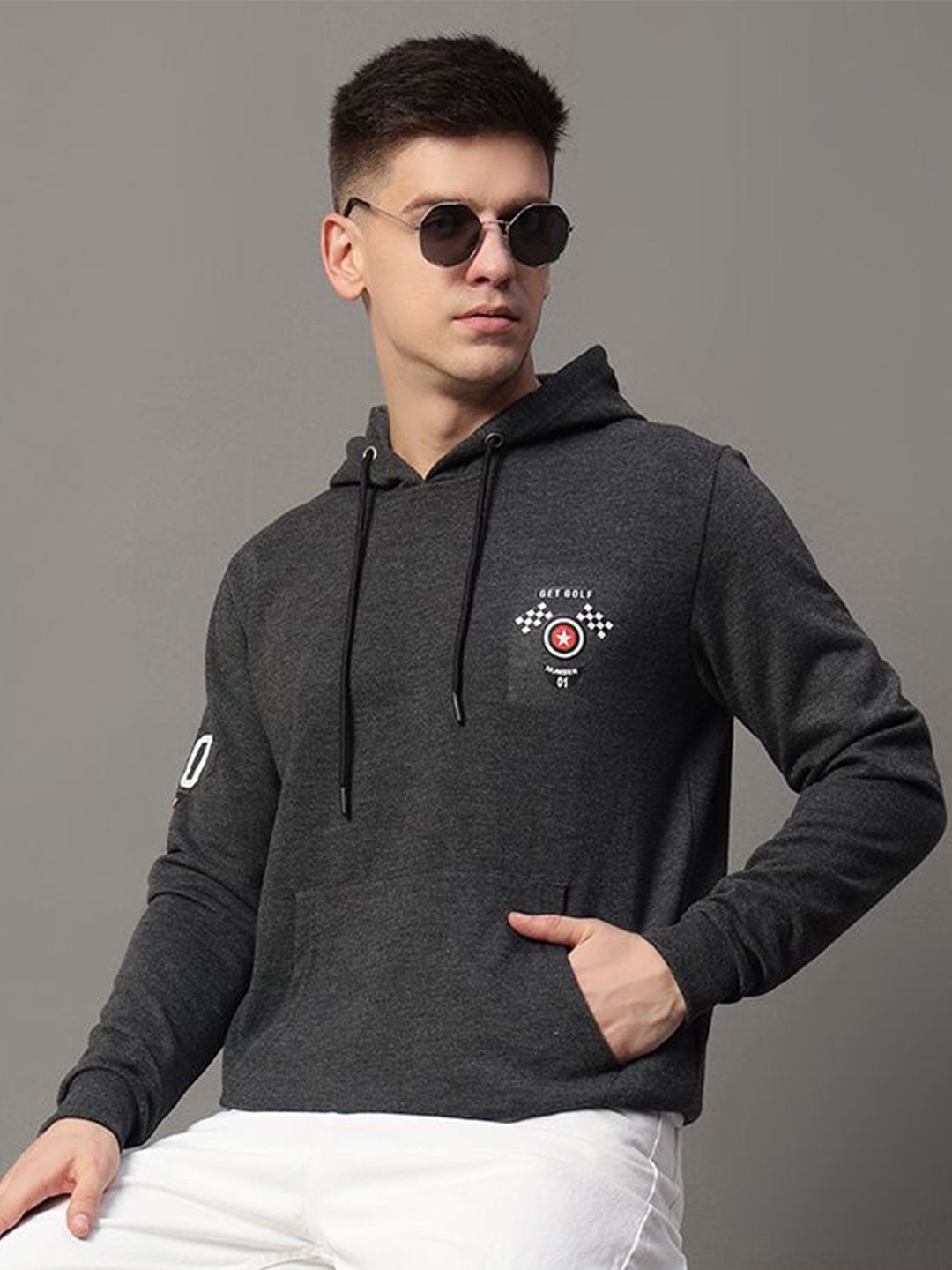 

GET GOLF Men Hooded Pullover Sweatshirt, Charcoal