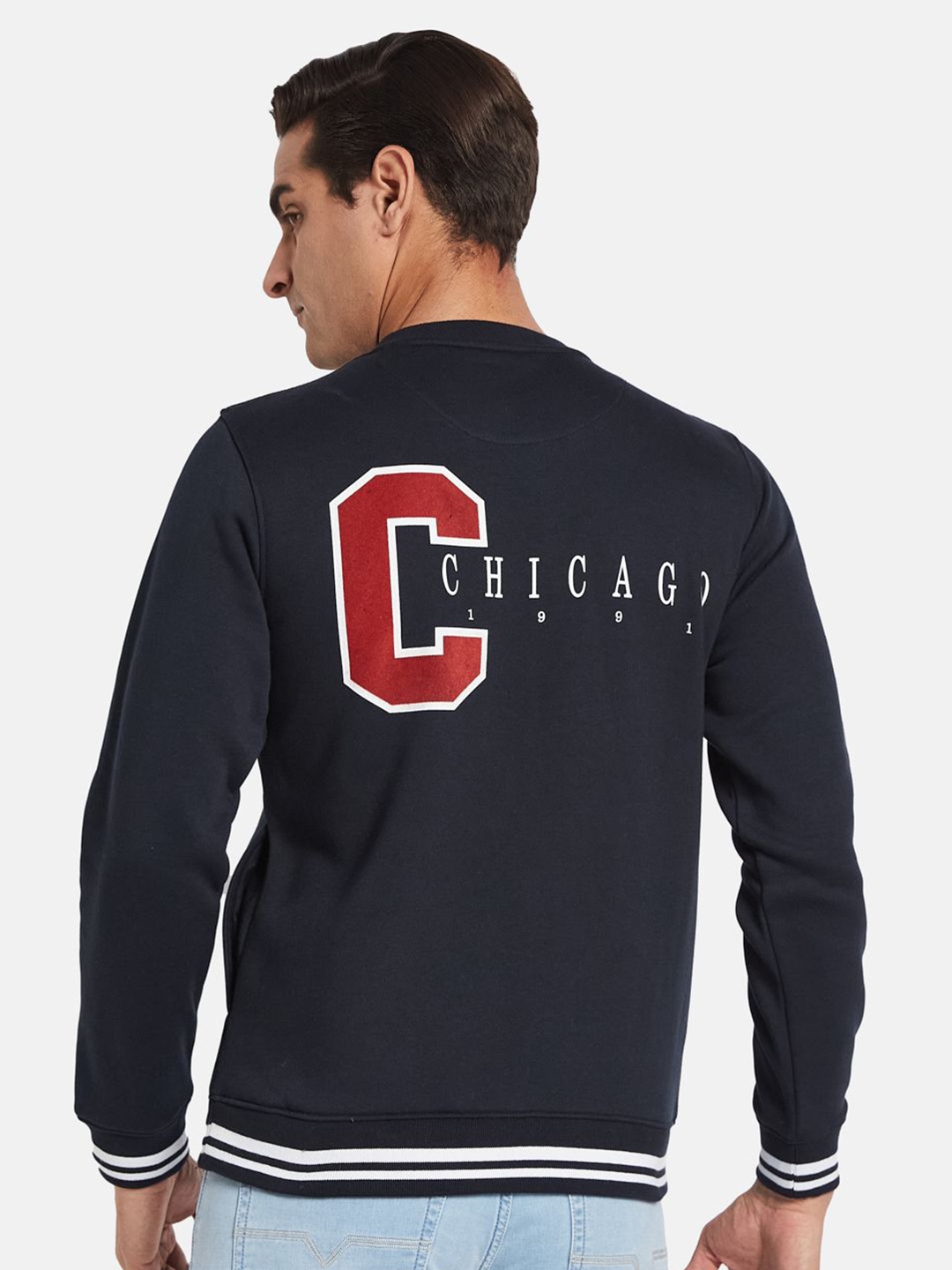 

Octave Men Typography Printed Pullover Sweatshirt, Navy blue