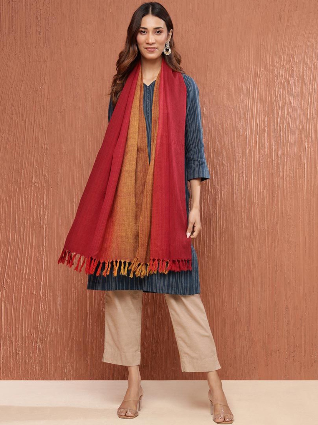 

Fabindia Women Woven Design Stole, Red
