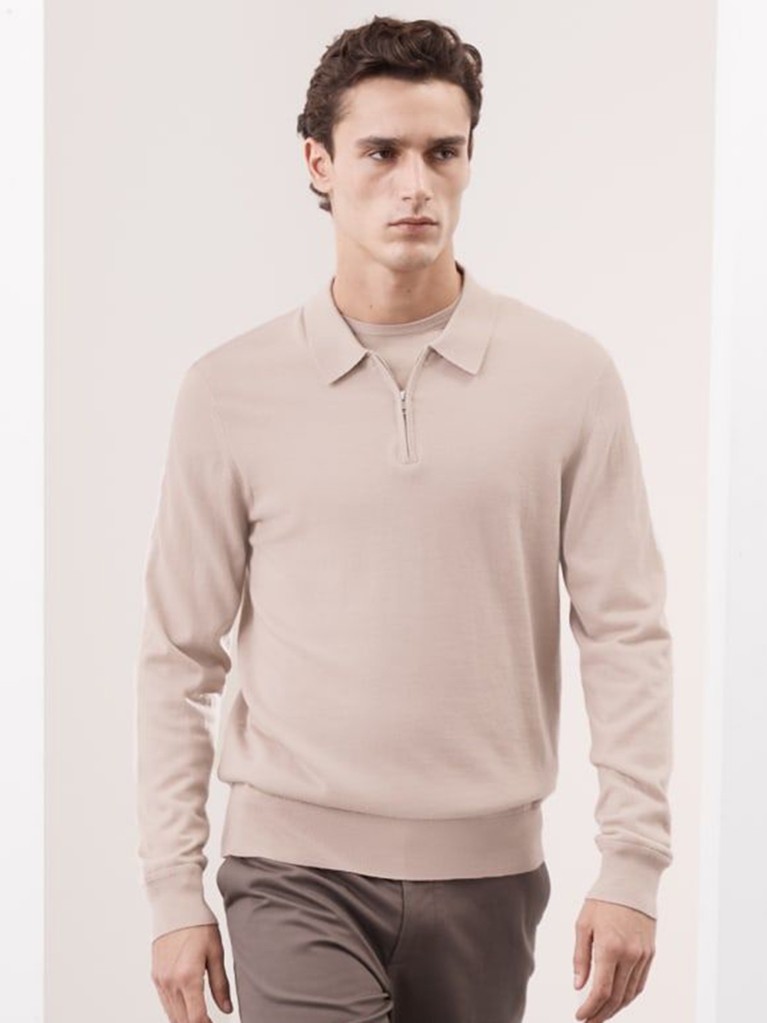 

Marks & Spencer Men Polo Collar Woollen T-shirt, Pink