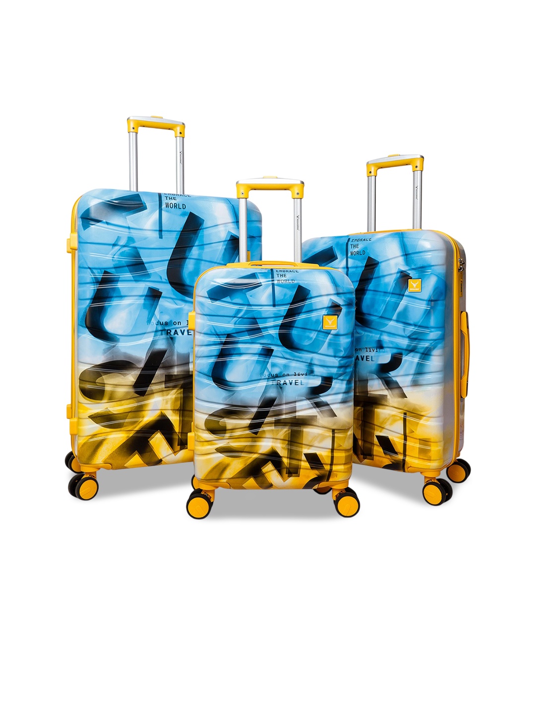 

REDHORNS Set Of 3 Anti-Scratch Trolley Suitcase with Digit Lock, Yellow