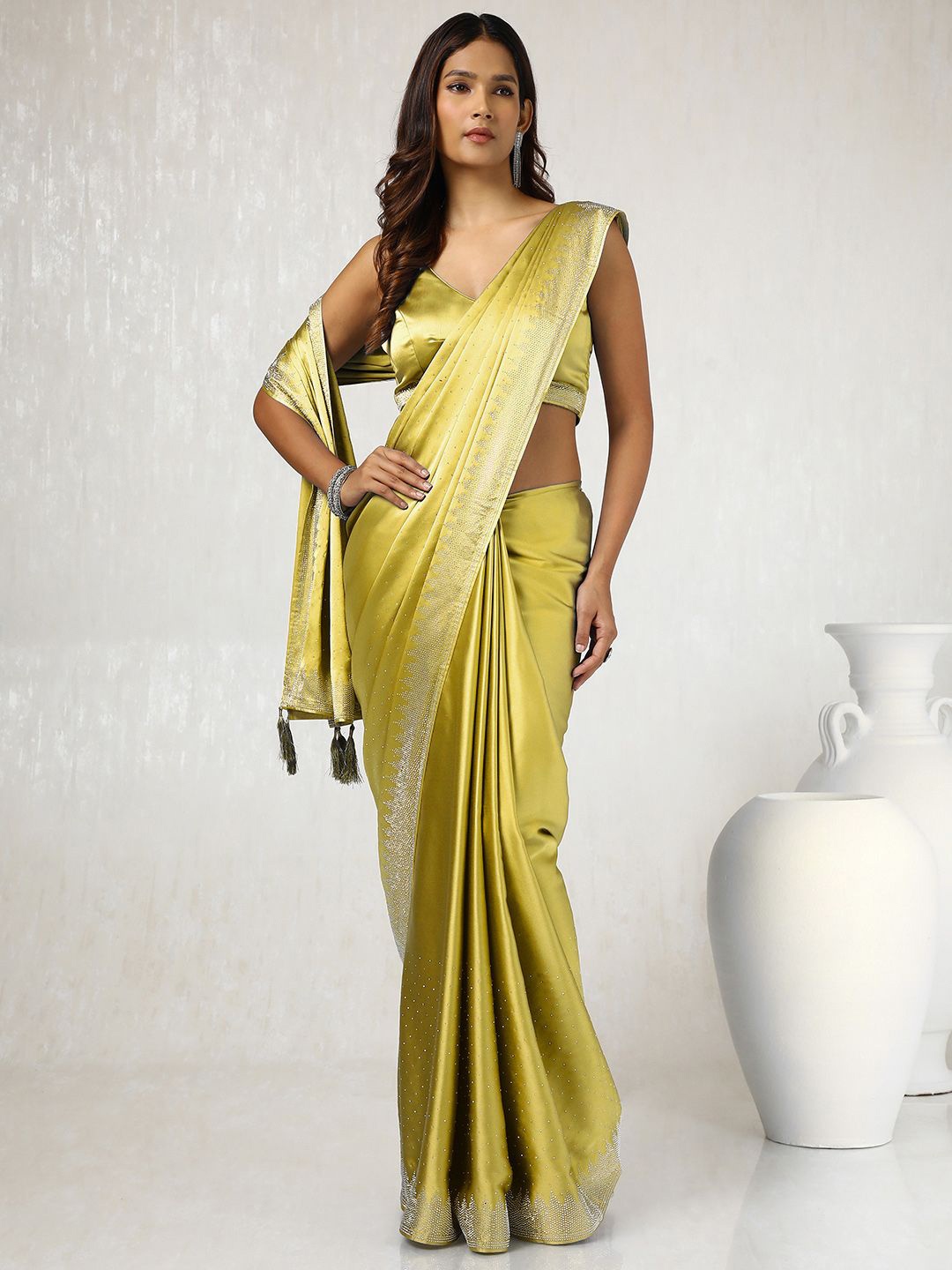 

Soch Embellished Beads and Stones Saree, Green