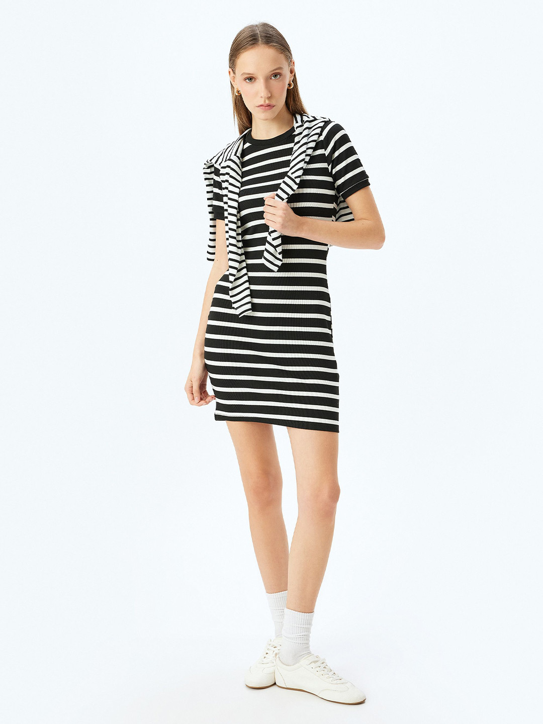 

Koton Women Striped T-shirt Dress, Black