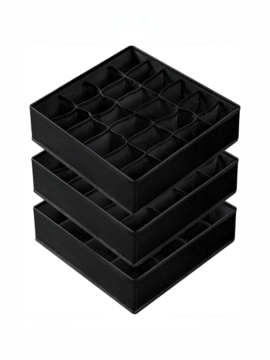 

HOUSE OF QUIRK Black Set of 3 Regular Drawer Organiser Organisers