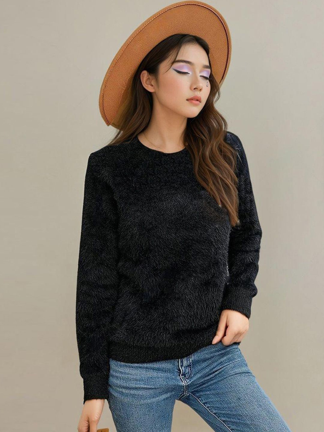 

Stylecast X Kotty Women Round Neck Cotton Pullover, Black