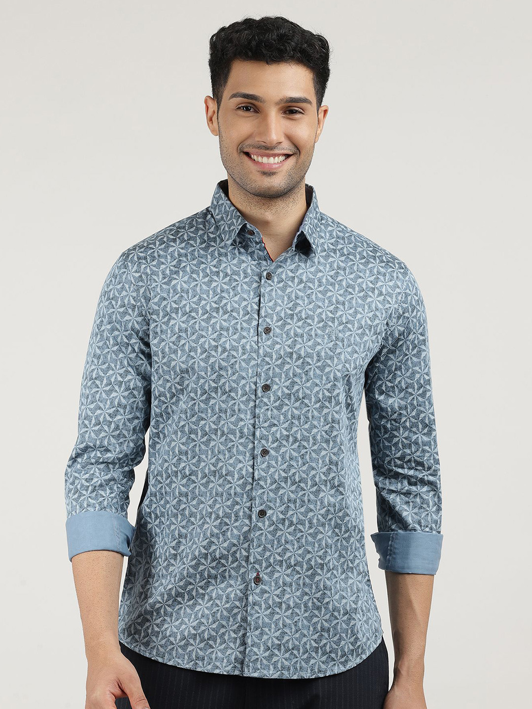 

DRAGON HILL Men Classic Slim Fit Floral Opaque Printed Casual Shirt, Blue