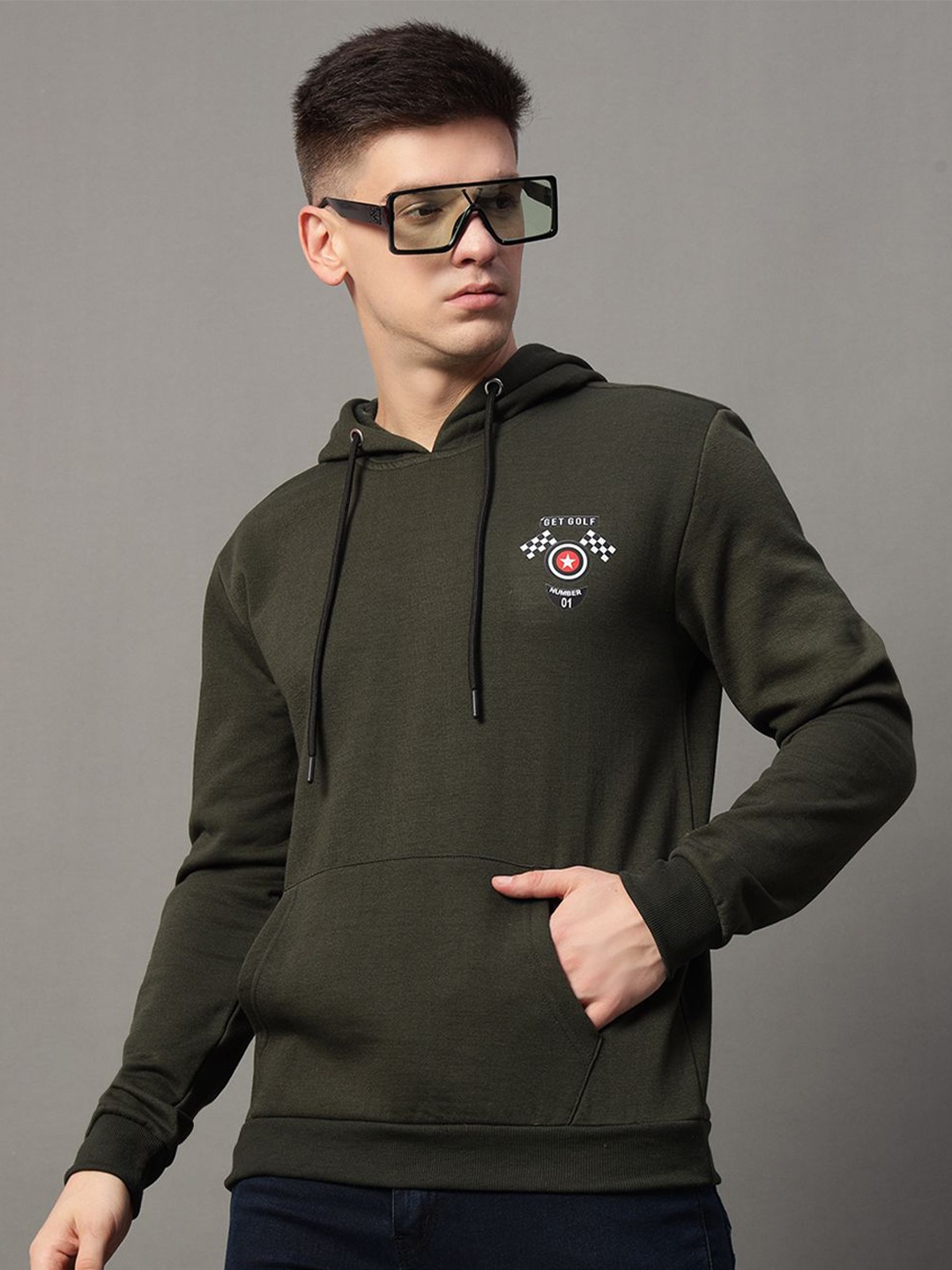 

GET GOLF Men Hooded Pullover Sweatshirt, Olive