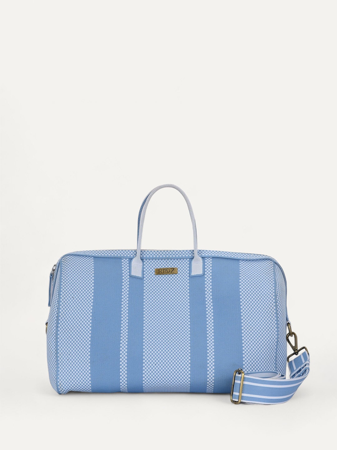 

Rioz Oversized Structured Handheld Bag with Cut Work, Blue