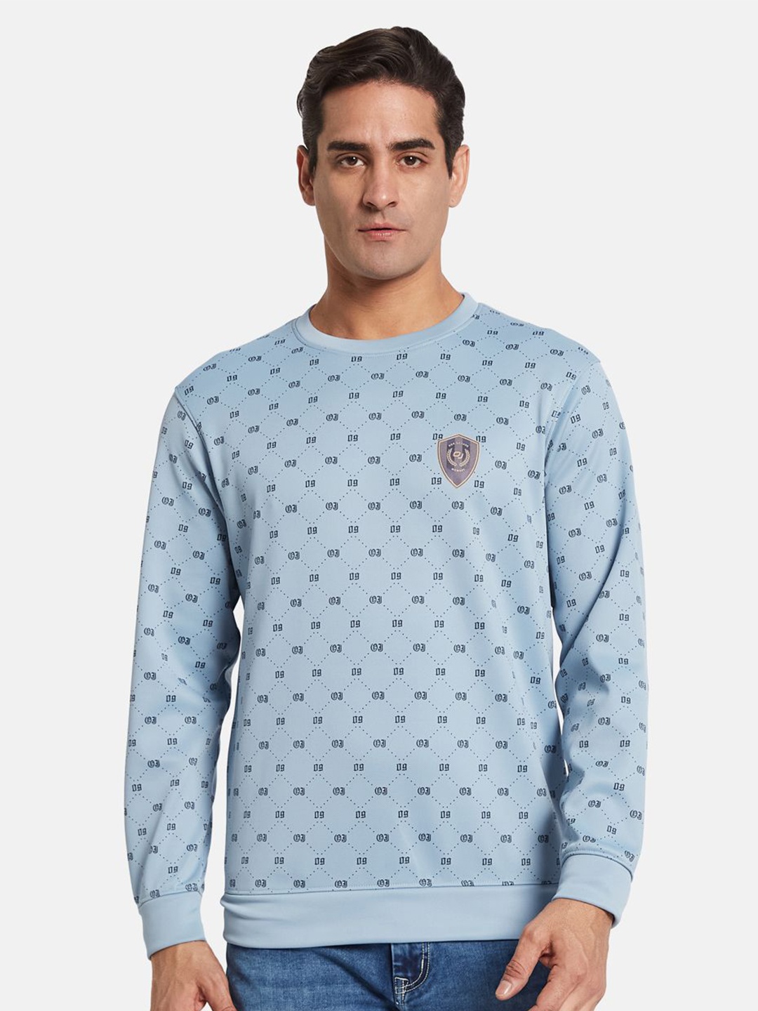 

Octave Men Printed Round Neck Pullover Sweatshirt, Blue