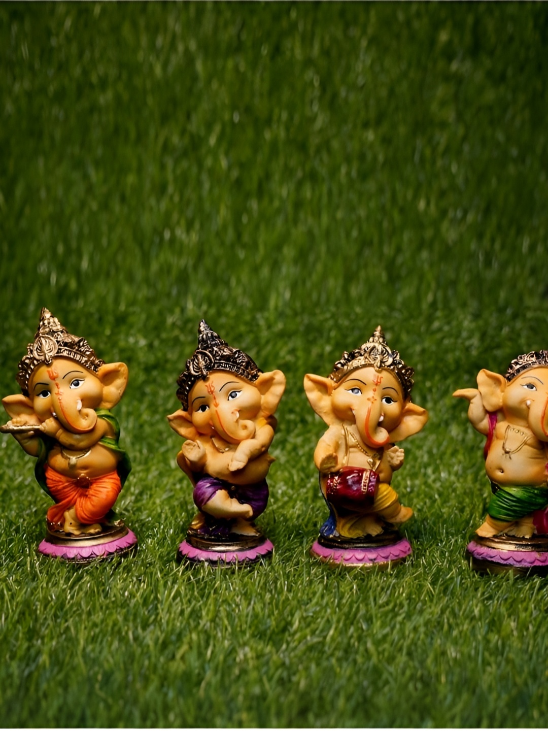 

NAYRA HANDICRAFTS Set Of 4 Musical Standing God Ganesha Showpieces, Multi