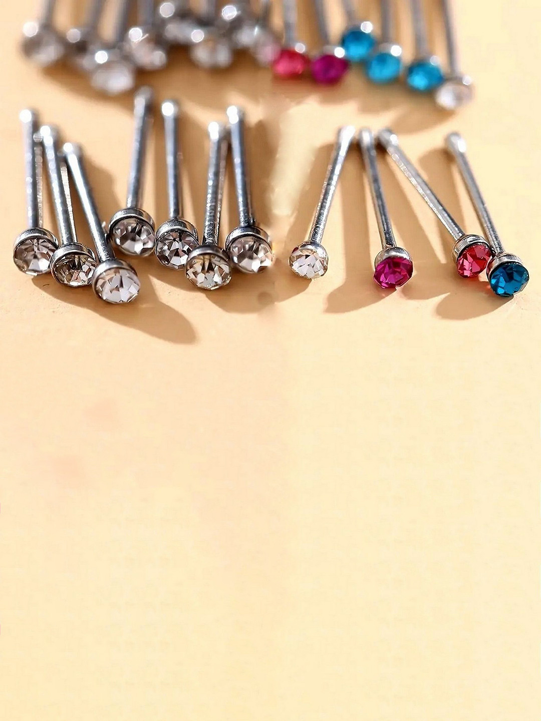 

VAMA Silver-Plated Crystal Stud Nosepin, Multi