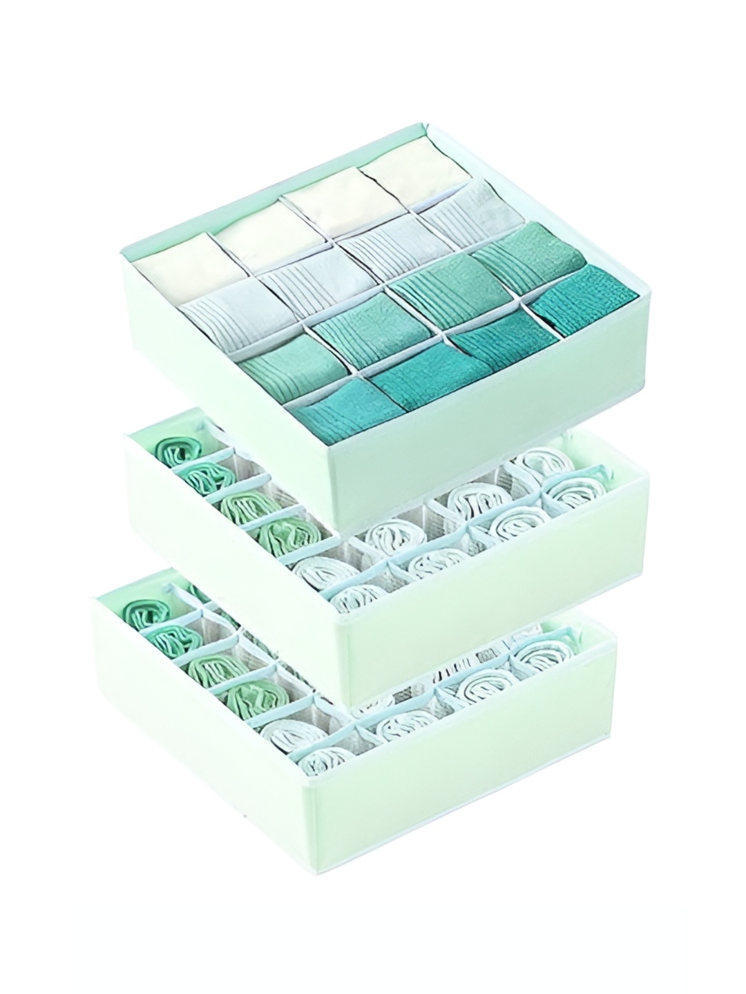 

HOUSE OF QUIRK Green Set of 3 Regular Drawer Organiser Organisers