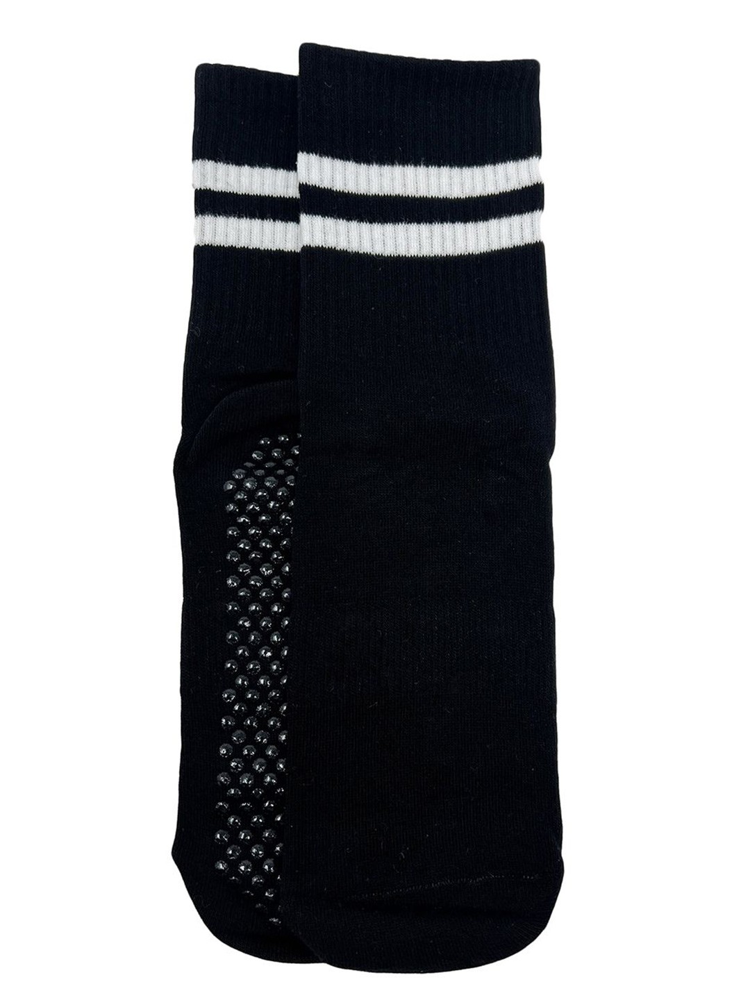 

Mint & Oak Women Stripped and Grip Calf Length Socks, Black
