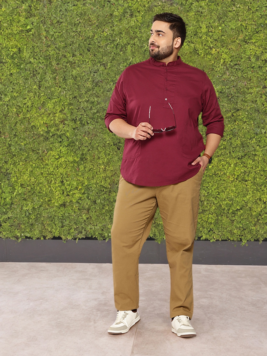 

Sztori Plus Size Opaque Casual Pure Cotton Shirt, Maroon