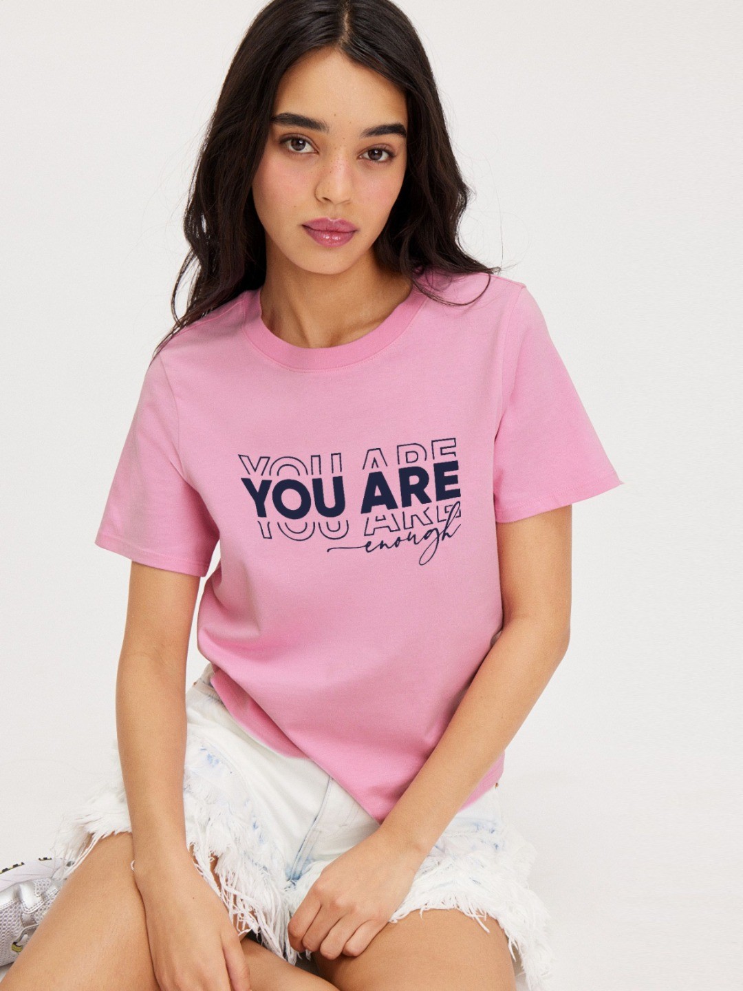 

BOMBAE TEES Women Typography Printed Extended Sleeves Bio Finish T-shirt, Pink