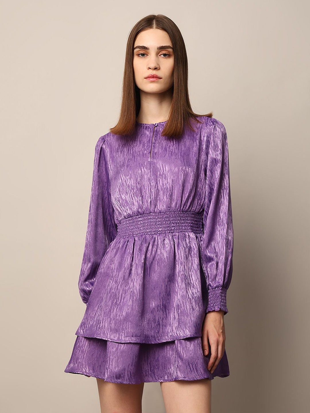 

ONLY Satin Fit & Flare Mini Dress, Purple