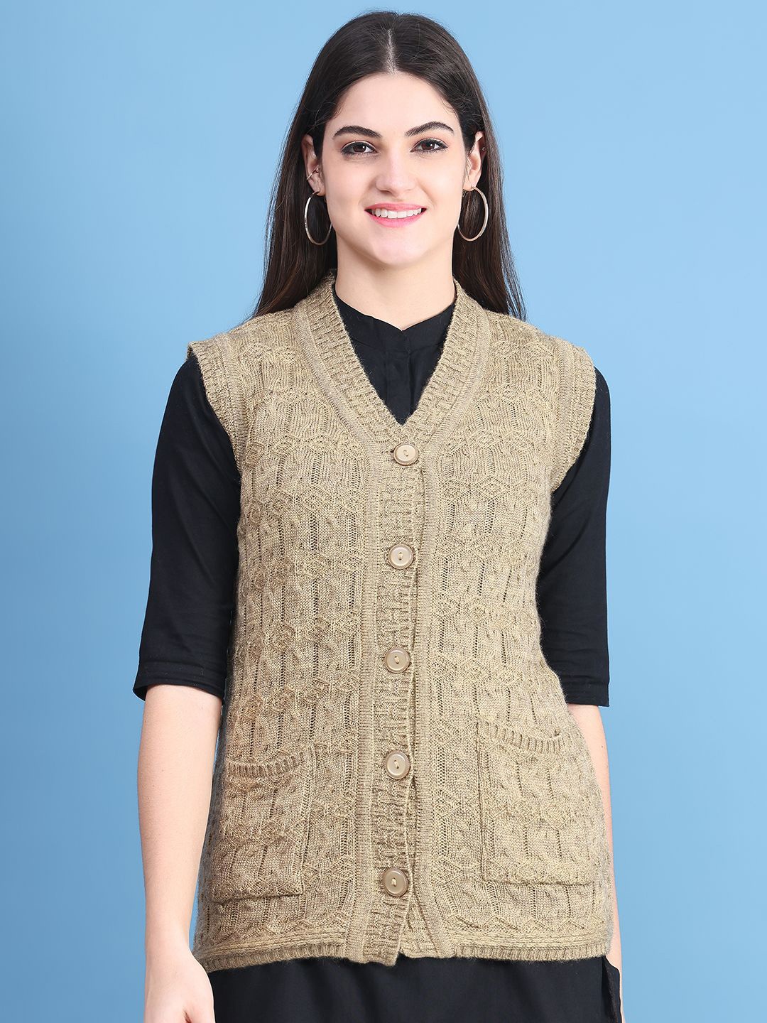 

PERFECT LINE Women Cable Knit Sweater Vest, Gold