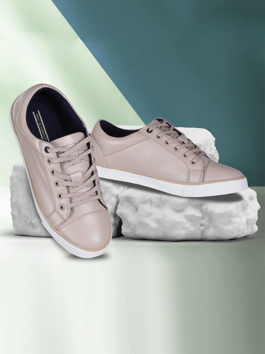 

Mast & Harbour Men Round Toe Lace-Ups Sneakers, Beige