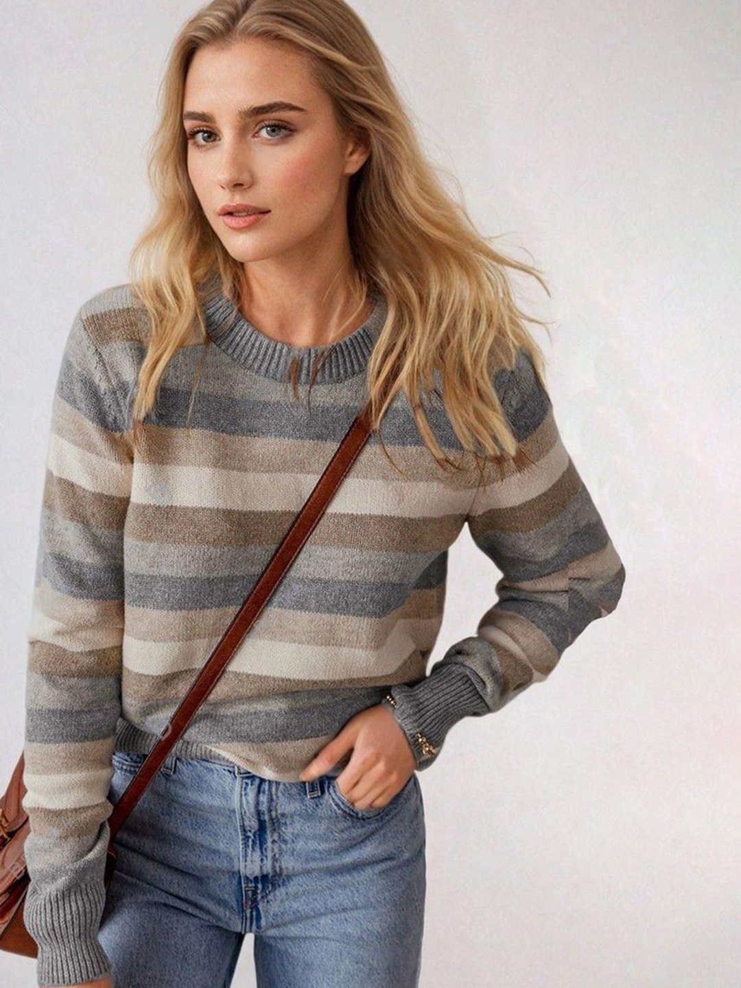 

Stylecast X Kotty Women Striped Pullover, Beige